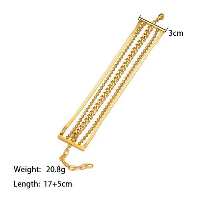 Simple Style Commute Solid Color Titanium Steel Polishing Plating Chain 18k Gold Plated Bracelets