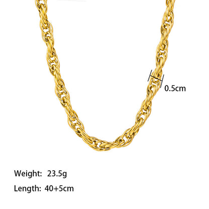 Wholesale Commute Waves Titanium Steel Plating Chain 18k Gold Plated Necklace