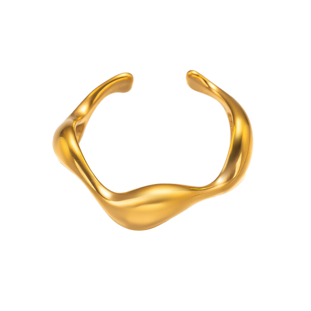 Simple Style Solid Color Titanium Steel Polishing Plating 18k Gold Plated Open Rings