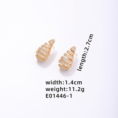 1 Pair Simple Style Water Droplets Plating Hollow Out Inlay Copper Zircon White Gold Plated Gold Plated Ear Studs