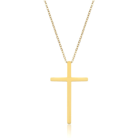 Wholesale Simple Style Classic Style Cross Stainless Steel Plating Gold Plated Pendant Necklace