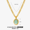 Ig Style Geometric Stainless Steel Titanium Steel Plating Inlay Natural Stone Opal Shell Pendant Necklace