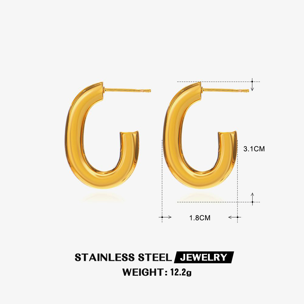 1 Pair Lady Streetwear Geometric Plating Stainless Steel 18k Gold Plated Ear Studs