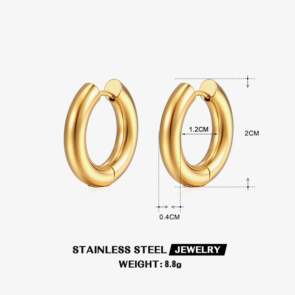 1 Pair Simple Style Color Block Metal Button Stainless Steel 18k Gold Plated Earrings