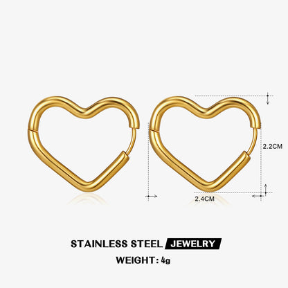 1 Pair Simple Style Streetwear Heart Shape Plating Stainless Steel 18k Gold Plated Earrings