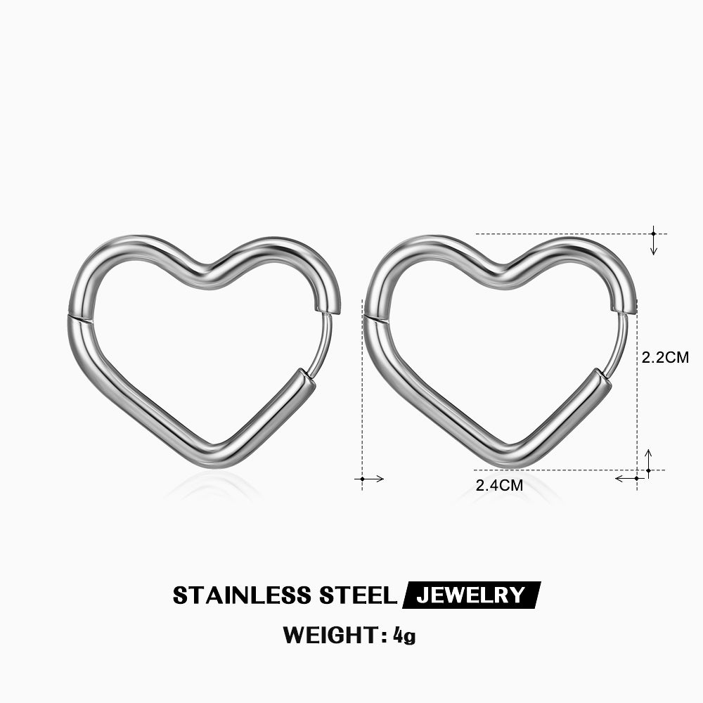 1 Pair Simple Style Streetwear Heart Shape Plating Stainless Steel 18k Gold Plated Earrings