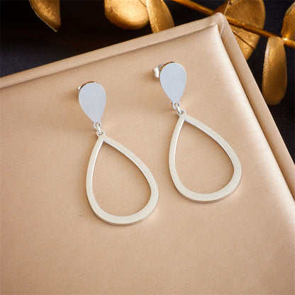 1 Pair Simple Style Water Droplets Plating Titanium Steel 18k Gold Plated Drop Earrings