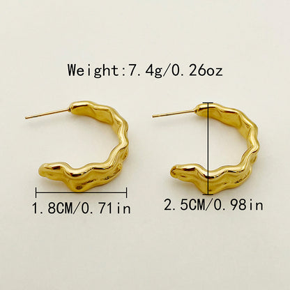 1 Pair Casual Vacation Classic Style C Shape Plating Stainless Steel Gold Plated Earrings