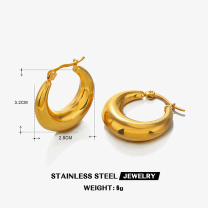 1 Pair Simple Style Round Plating Stainless Steel 18k Gold Plated Hoop Earrings