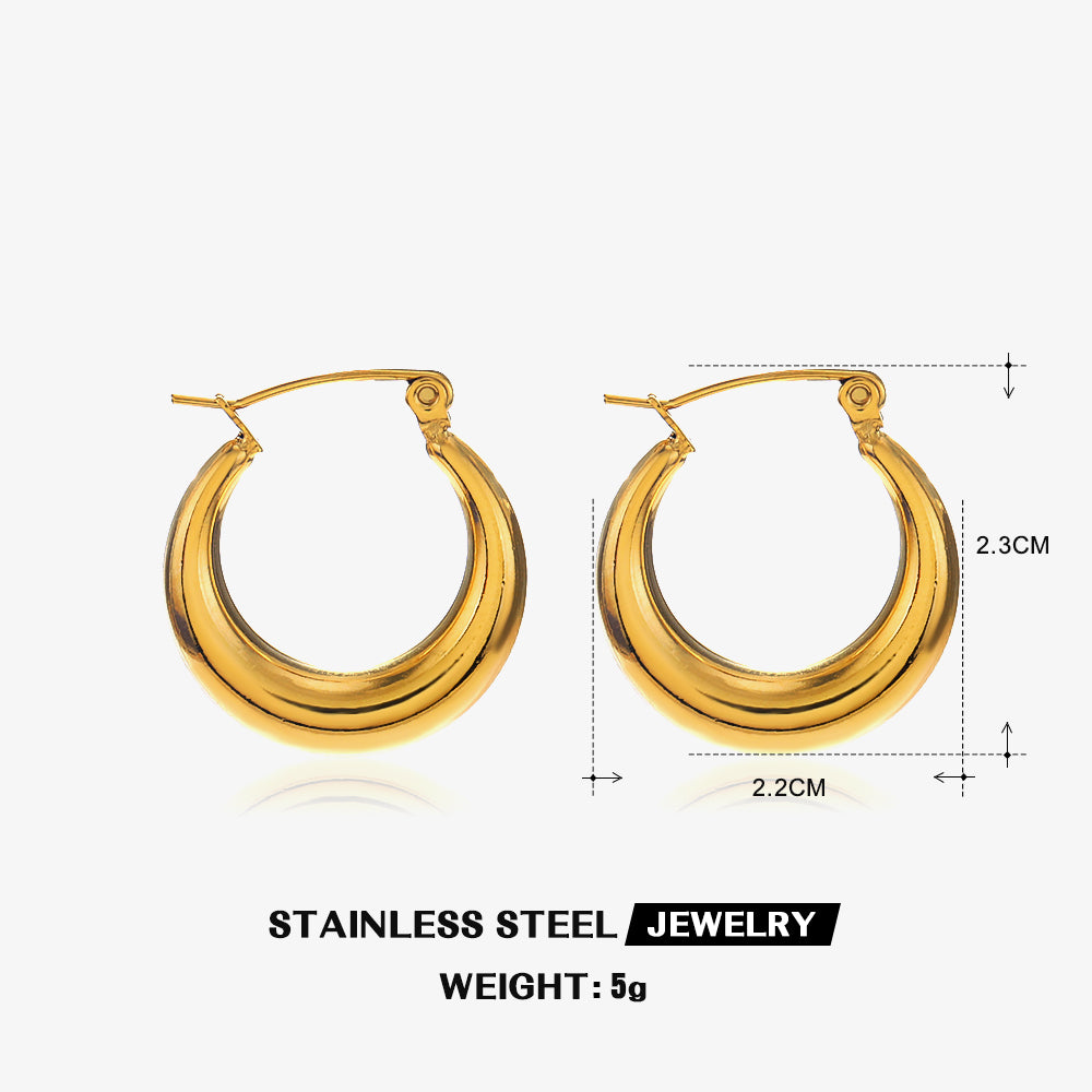 1 Pair Simple Style Round Plating Stainless Steel 18k Gold Plated Hoop Earrings