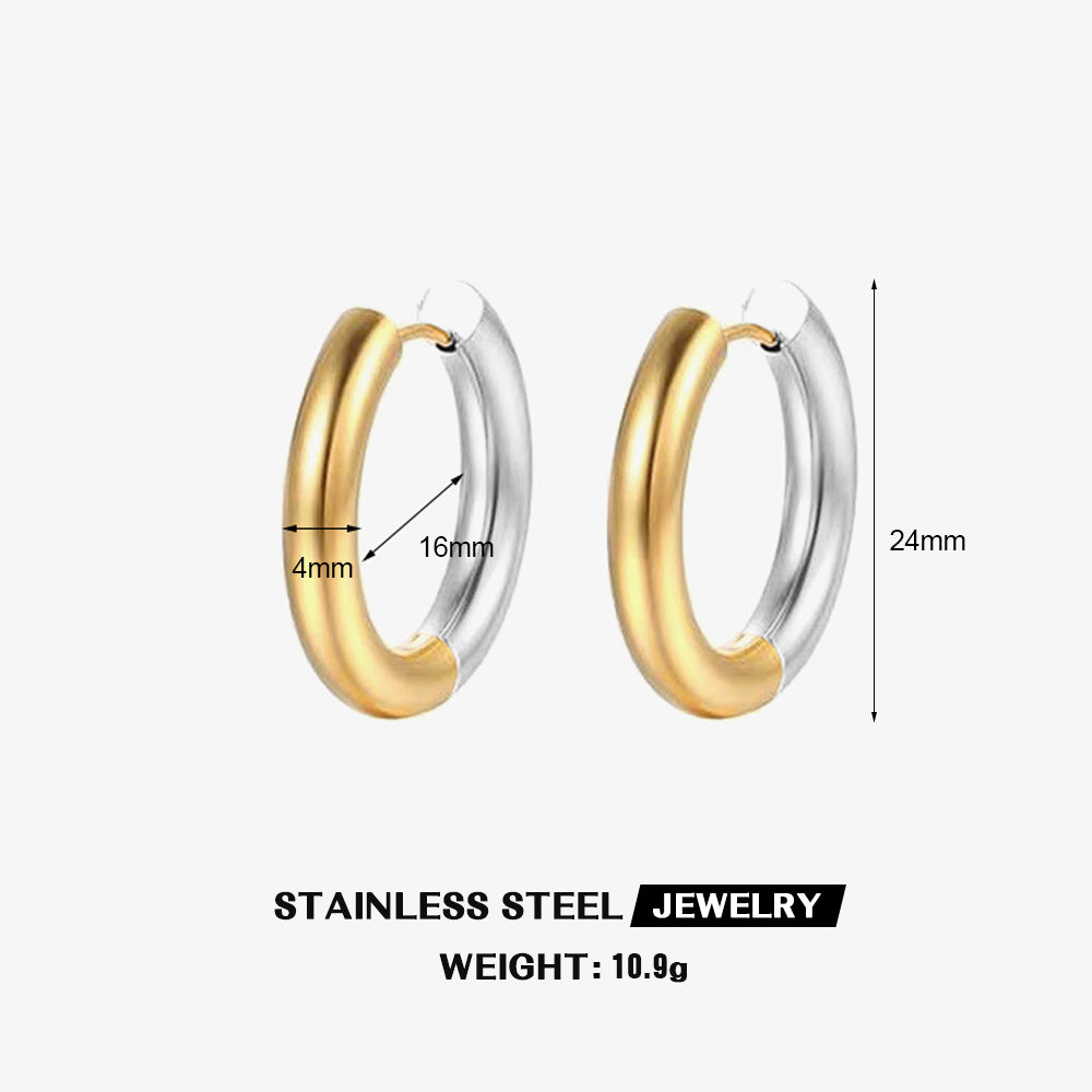 1 Pair Simple Style Commute Color Block Plating Stainless Steel Earrings