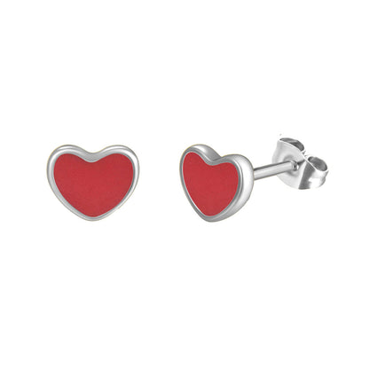 1 Pair Casual Basic Geometric Moon Heart Shape Titanium Steel Ear Studs