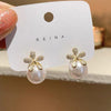 1 Pair Elegant Simple Style Streetwear Flower Bow Knot Plating Inlay Alloy Artificial Pearls Zircon Ear Studs