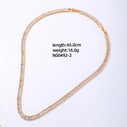 Simple Style Classic Style Square Copper Plating Chain Inlay Zircon Gold Plated Silver Plated Necklace