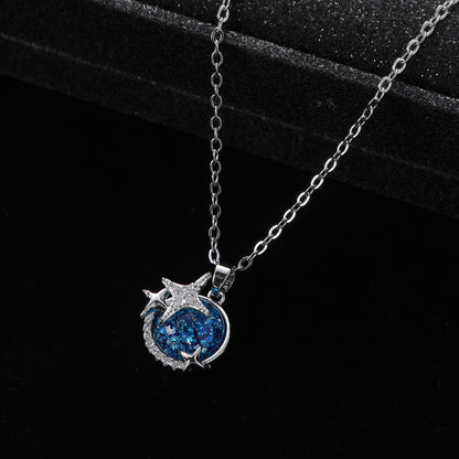 Elegant Lady Classic Style Star Heart Shape Alloy Inlay Artificial Gemstones Zircon Women's Pendant Necklace