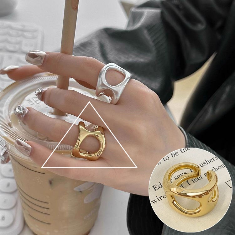 Hip-hop Streetwear Geometric Copper Open Ring