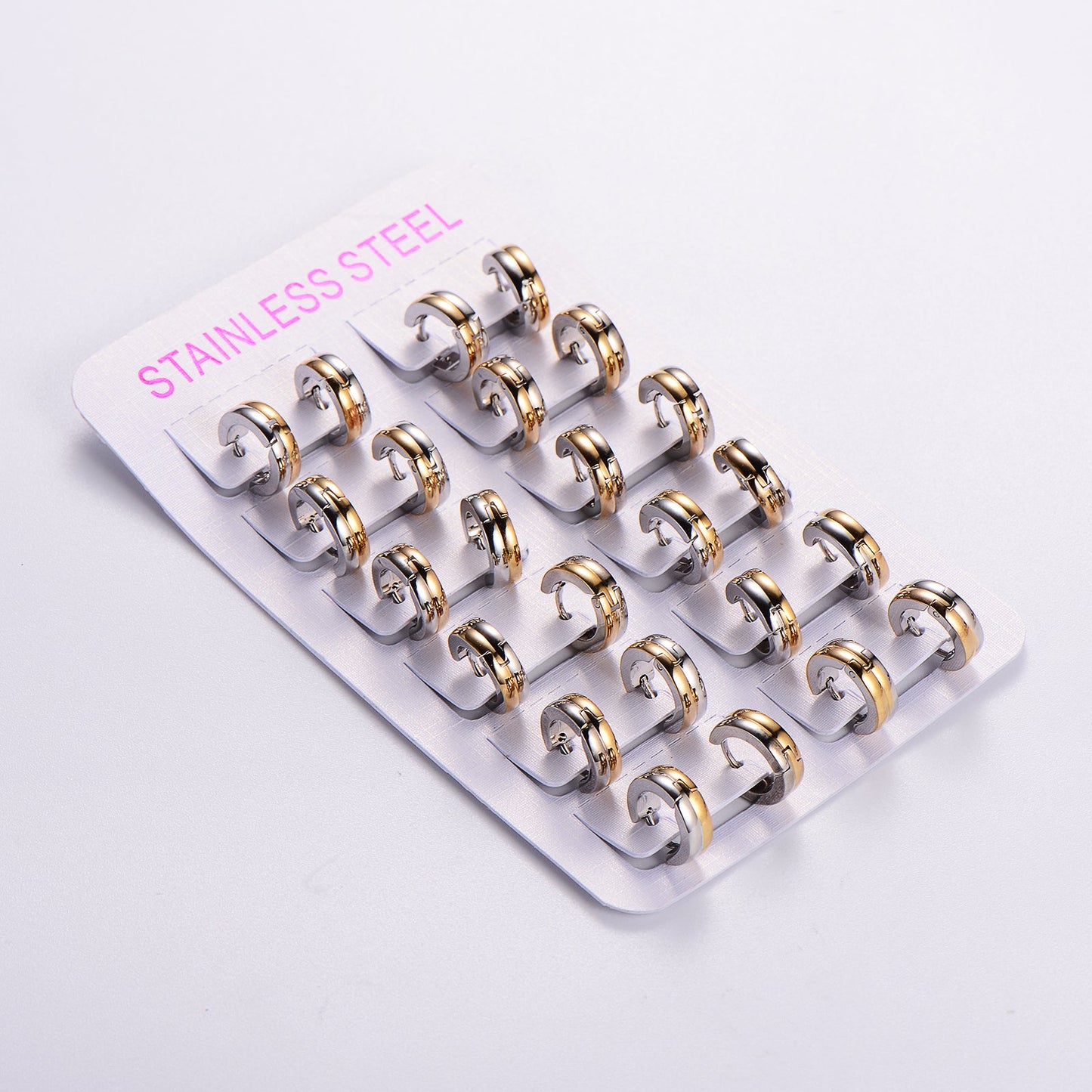 12 Pairs Rock Streetwear Geometric Plating Stainless Steel 18k Gold Plated Earrings