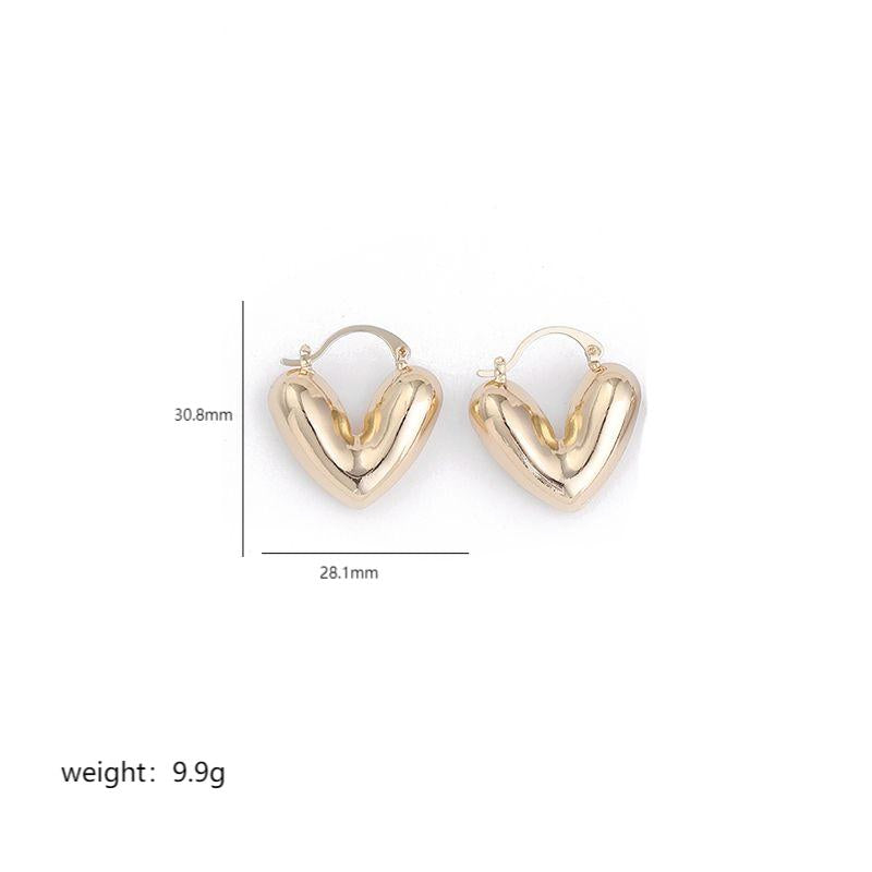 1 Pair Basic Classic Style V Shape Heart Shape Plating Copper 18k Gold Plated Earrings