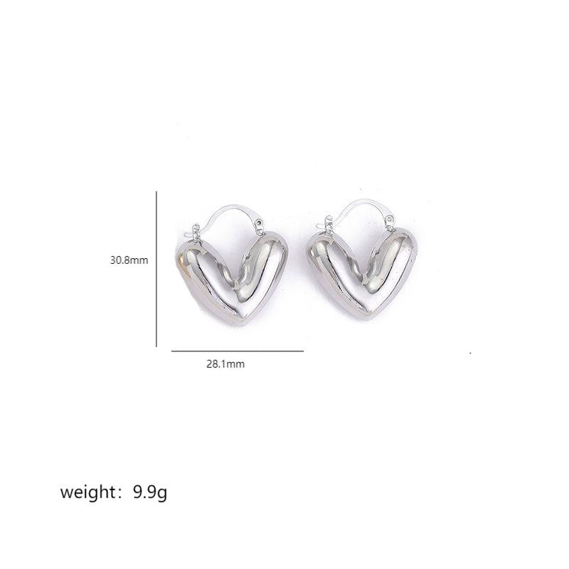 1 Pair Basic Classic Style V Shape Heart Shape Plating Copper 18k Gold Plated Earrings