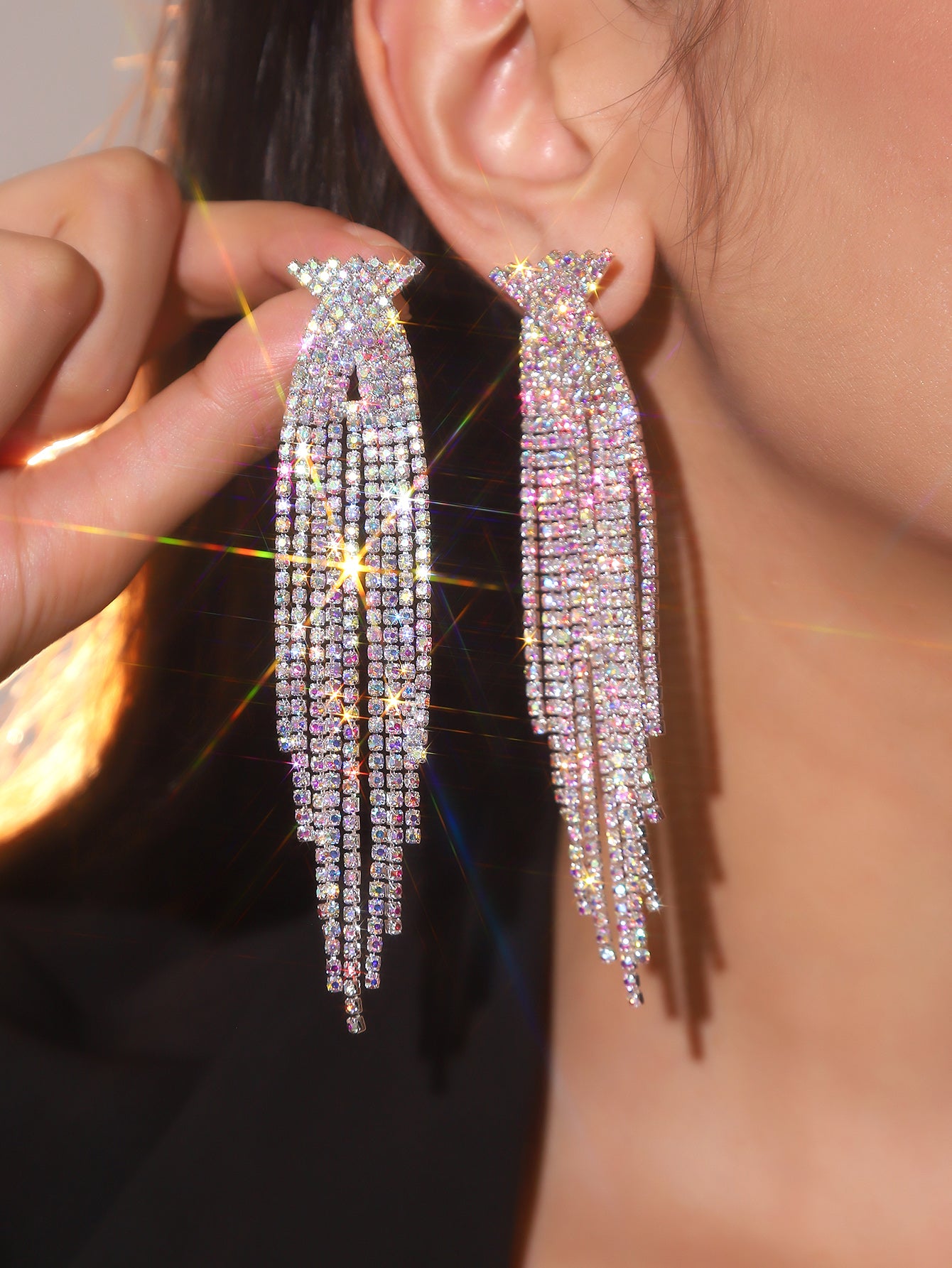 Retro Tassel Alloy Rhinestone Rhinestones Earrings