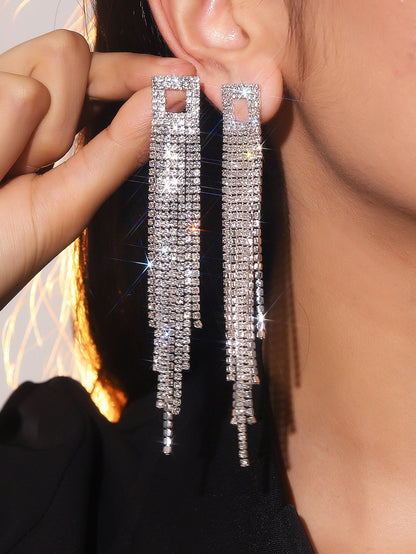 Retro Tassel Alloy Rhinestone Rhinestones Earrings