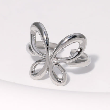 304 Stainless Steel 18K Gold Plated Simple Style Plating Butterfly Open Rings