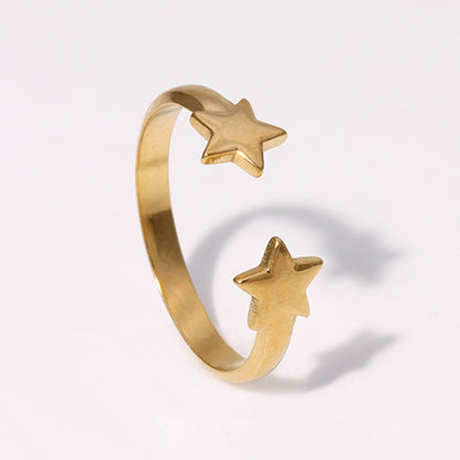 Simple Style Star Stainless Steel Plating Open Rings