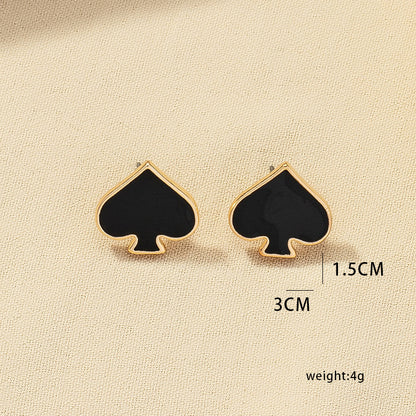 1 Pair Elegant Geometric Heart Shape Plating Alloy Ear Studs