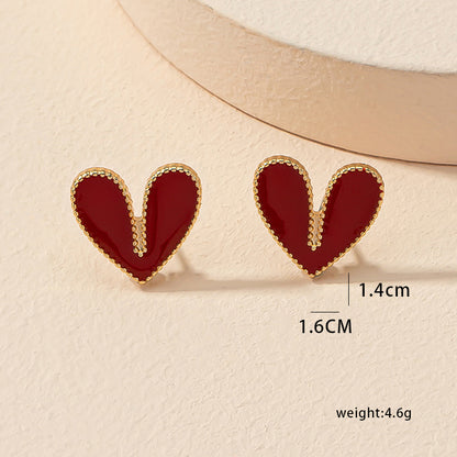 1 Pair Elegant Geometric Heart Shape Plating Alloy Ear Studs