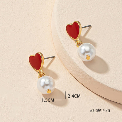 1 Pair Elegant Geometric Heart Shape Plating Alloy Ear Studs