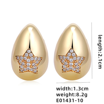 1 Pair Ig Style Simple Style Geometric Butterfly Plating Inlay Copper Zircon White Gold Plated Gold Plated Ear Studs