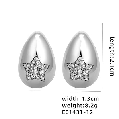 1 Pair Ig Style Simple Style Geometric Butterfly Plating Inlay Copper Zircon White Gold Plated Gold Plated Ear Studs