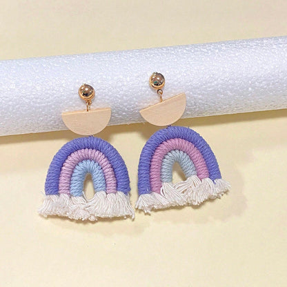 1 Pair Cute Rainbow Alloy Drop Earrings