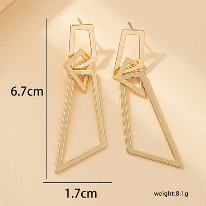 1 Pair Retro Roman Style Geometric Plating Ferroalloy 14k Gold Plated Drop Earrings