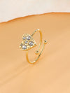 Vintage Style Heart Shape Stainless Steel Plating Inlay Zircon 18k Gold Plated Open Rings