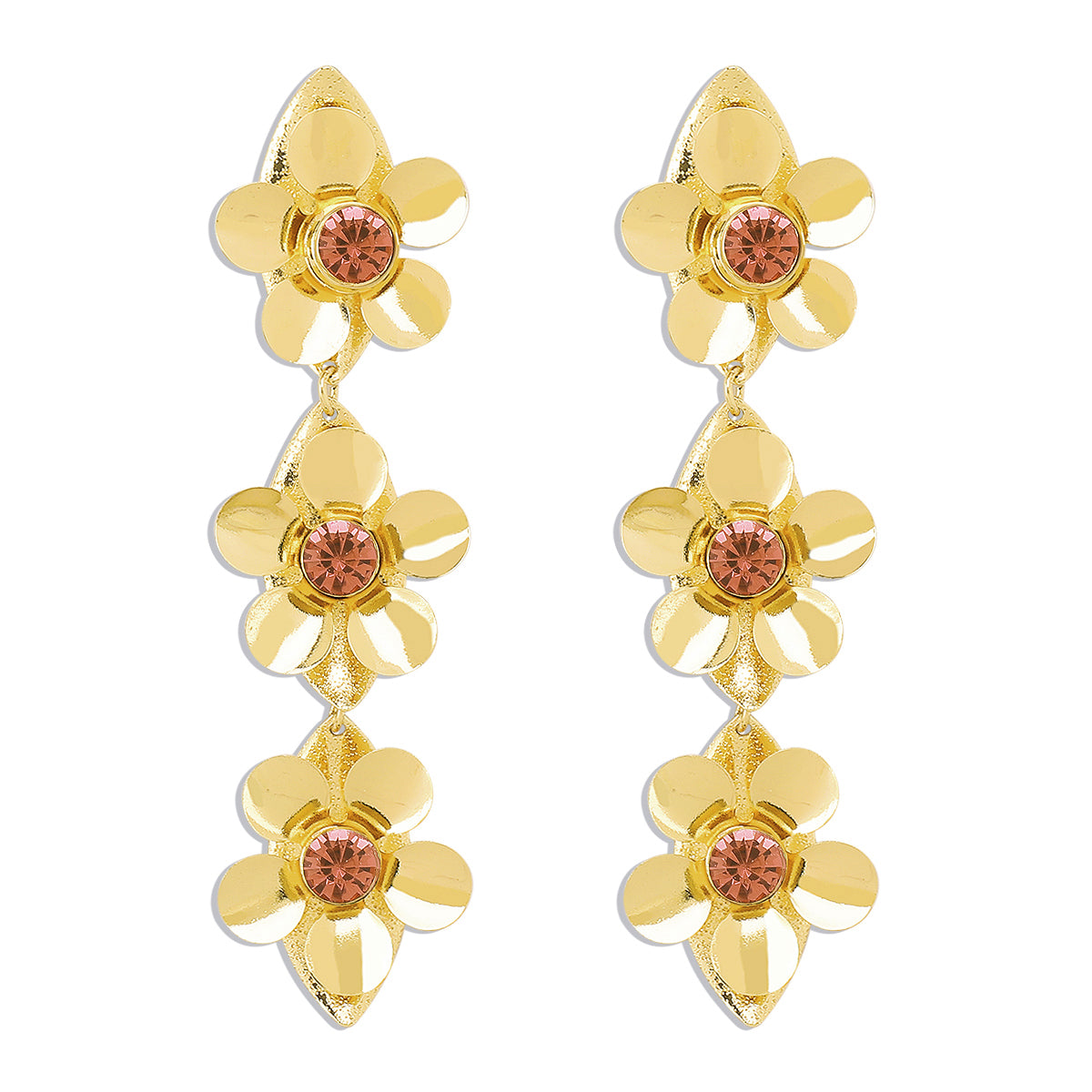 1 Pair Vintage Style Simple Style Flower Inlay Iron Rhinestones Drop Earrings