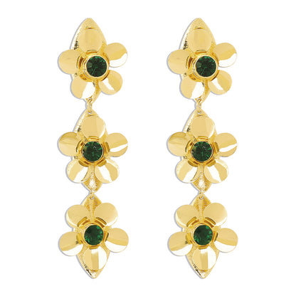 1 Pair Vintage Style Simple Style Flower Inlay Iron Rhinestones Drop Earrings