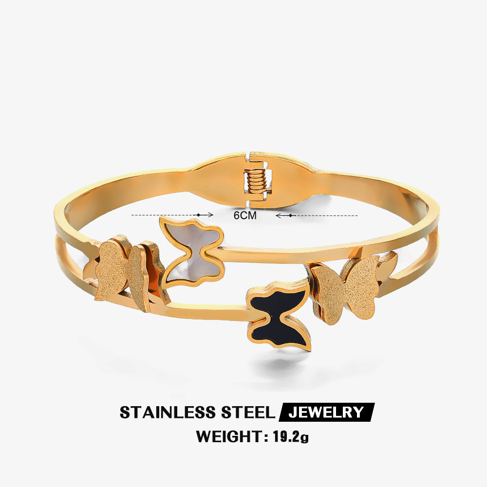 Ig Style Butterfly Stainless Steel Plating 18k Gold Plated Bangle