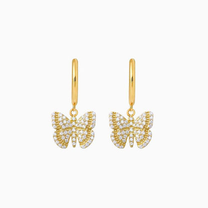 1 Pair Cute Classic Style Butterfly Plating Inlay Brass Zircon 18k Gold Plated Drop Earrings