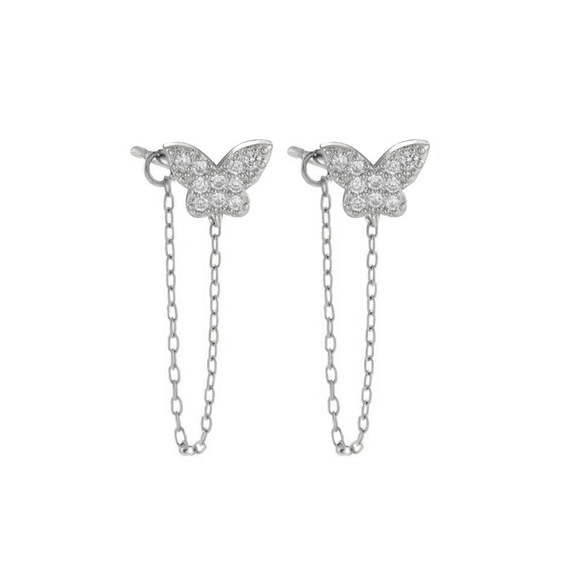 1 Pair Cute Classic Style Butterfly Plating Inlay Brass Zircon 18k Gold Plated Drop Earrings