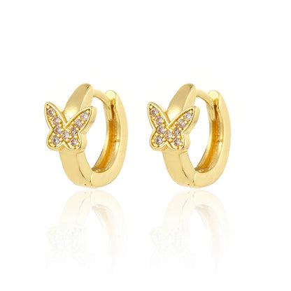 1 Pair Cute Classic Style Butterfly Plating Inlay Brass Zircon 18k Gold Plated Drop Earrings