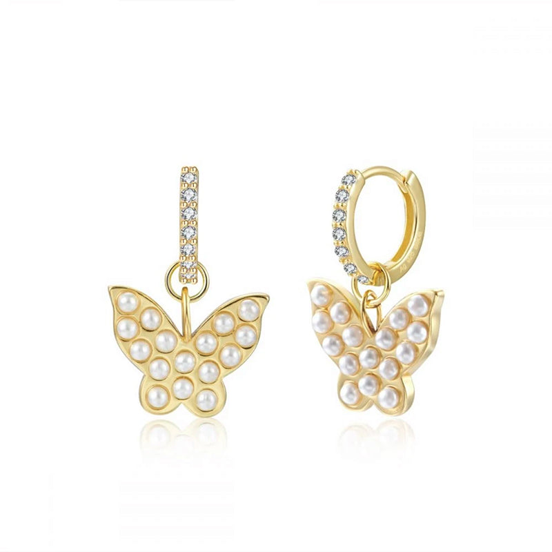 1 Pair Cute Classic Style Butterfly Plating Inlay Brass Zircon 18k Gold Plated Drop Earrings