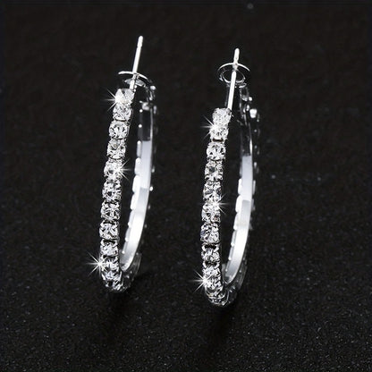 1 Pair Basic Classic Style Solid Color Plating Inlay Copper Rhinestones Silver Plated Earrings