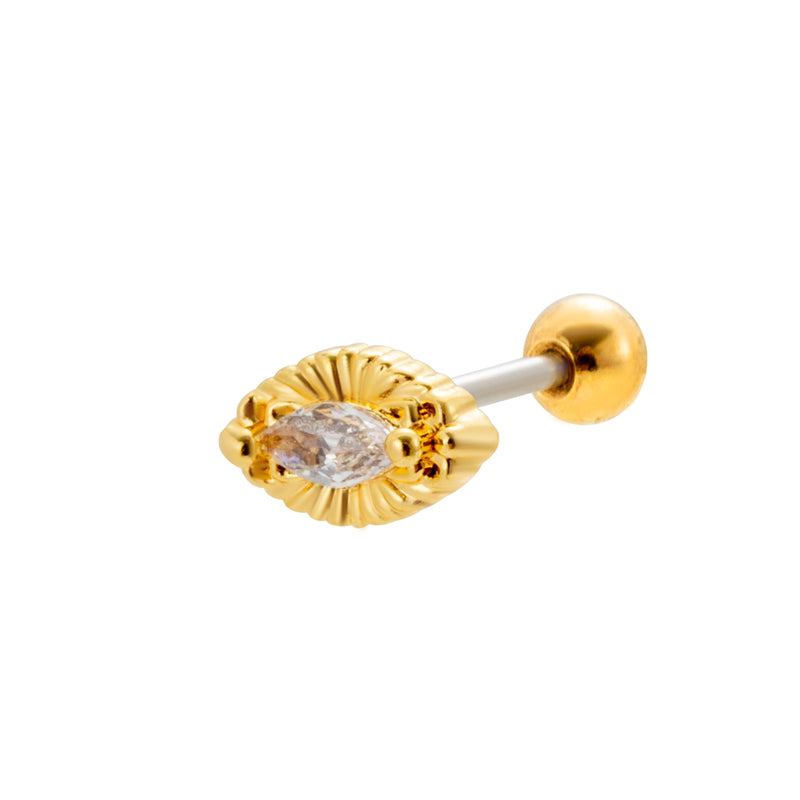 1 Piece Sweet Heart Shape Flower Plating Inlay Stainless Steel Zircon 18k Gold Plated Ear Studs