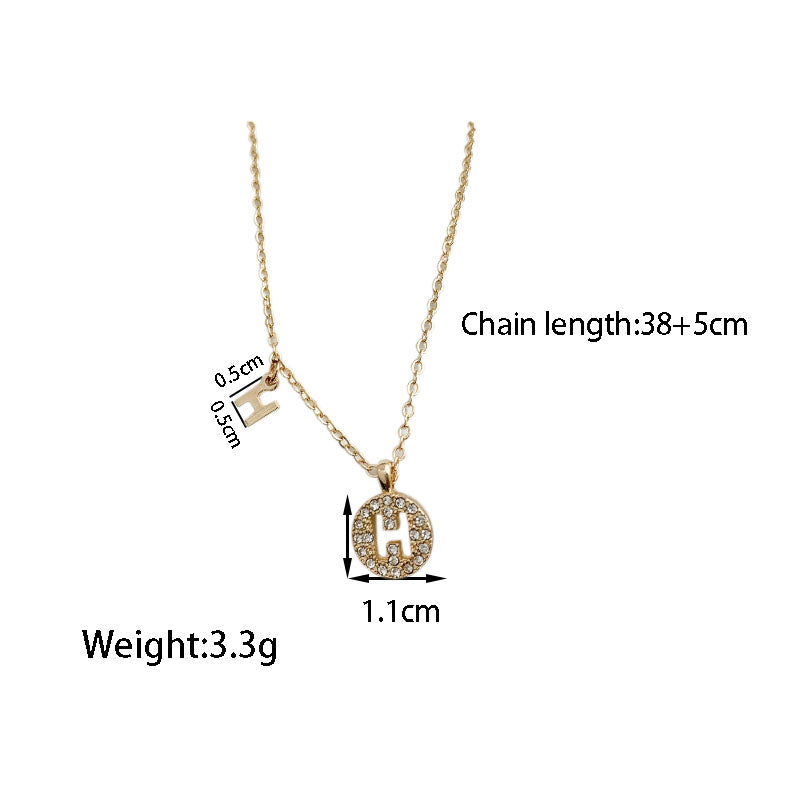 Simple Style Classic Style Letter Gold Plated Artificial Rhinestones Alloy Wholesale Pendant Necklace