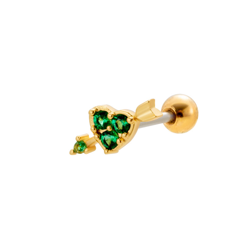 1 Piece Sweet Heart Shape Plating Inlay Stainless Steel Zircon 18k Gold Plated Ear Studs