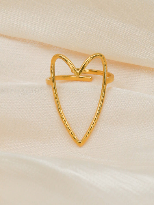 Simple Style Commute Heart Shape Stainless Steel Plating 18k Gold Plated Open Rings