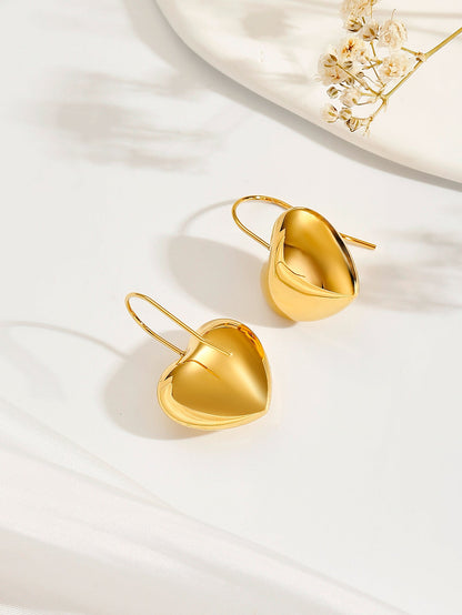 1 Pair Simple Style Classic Style Heart Shape Plating Stainless Steel 18k Gold Plated Drop Earrings