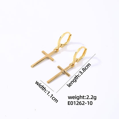 1 Pair Hip-hop Cross Plating Inlay Copper Rhinestones White Gold Plated Gold Plated Drop Earrings