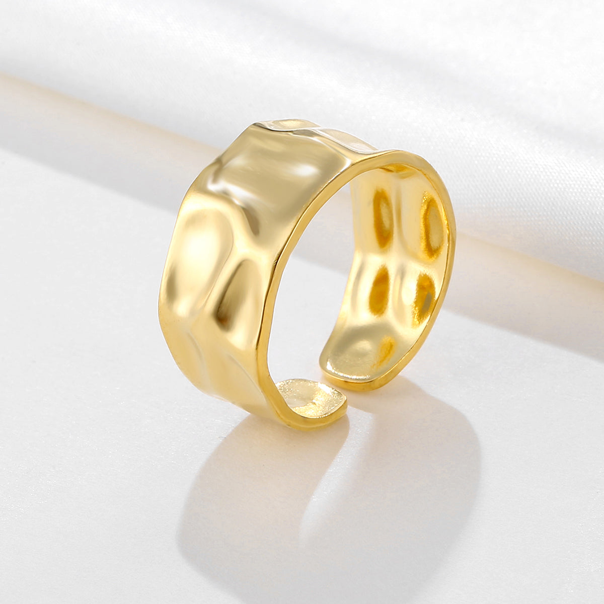 Retro Solid Color Stainless Steel Plating 18k Gold Plated Open Rings